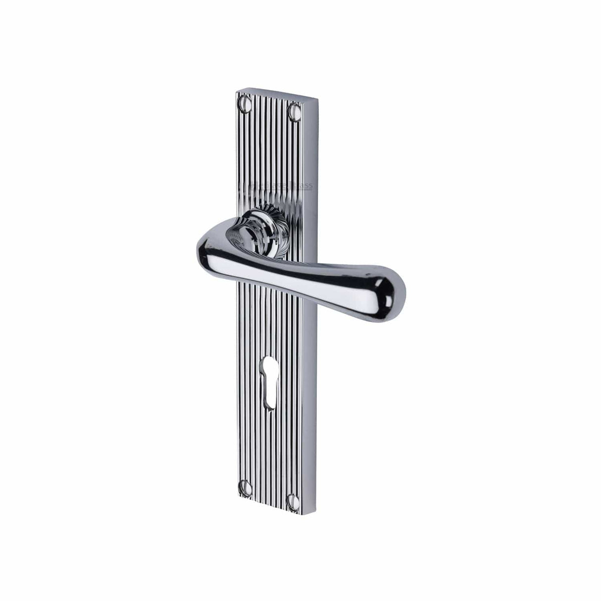 Heritage Brass Door Furniture Polished Chrome / Std. Lock Handles Heritage Brass - Charlbury Reeded Lever Lock Polished Chrome finish