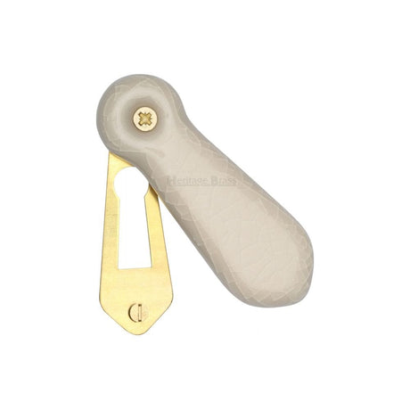 Heritage Brass Door Furniture Porcelain / Mortice Key Profile Escutcheons Heritage Brass - Covered Escutcheon Cream Crackle