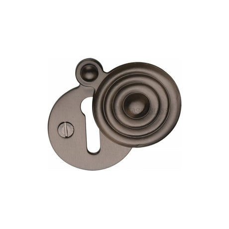 Heritage Brass Door Furniture Matt Bronze / Mortice Key Profile Escutcheons Heritage Brass - Covered Keyhole Reeded Matt Bronze Finish