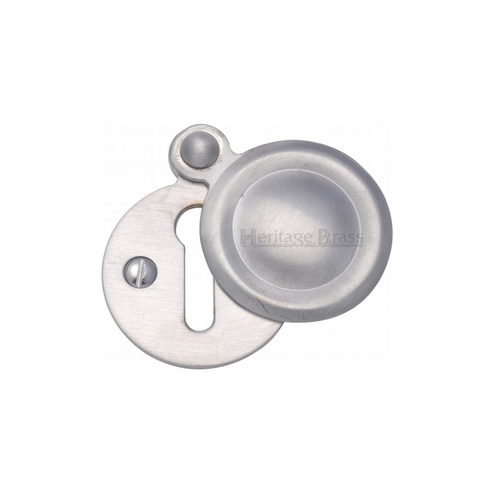 Heritage Brass Door Furniture Satin Chrome / Mortice Key Profile Escutcheons Heritage Brass - Covered Keyhole Round Satin Chrome Finish