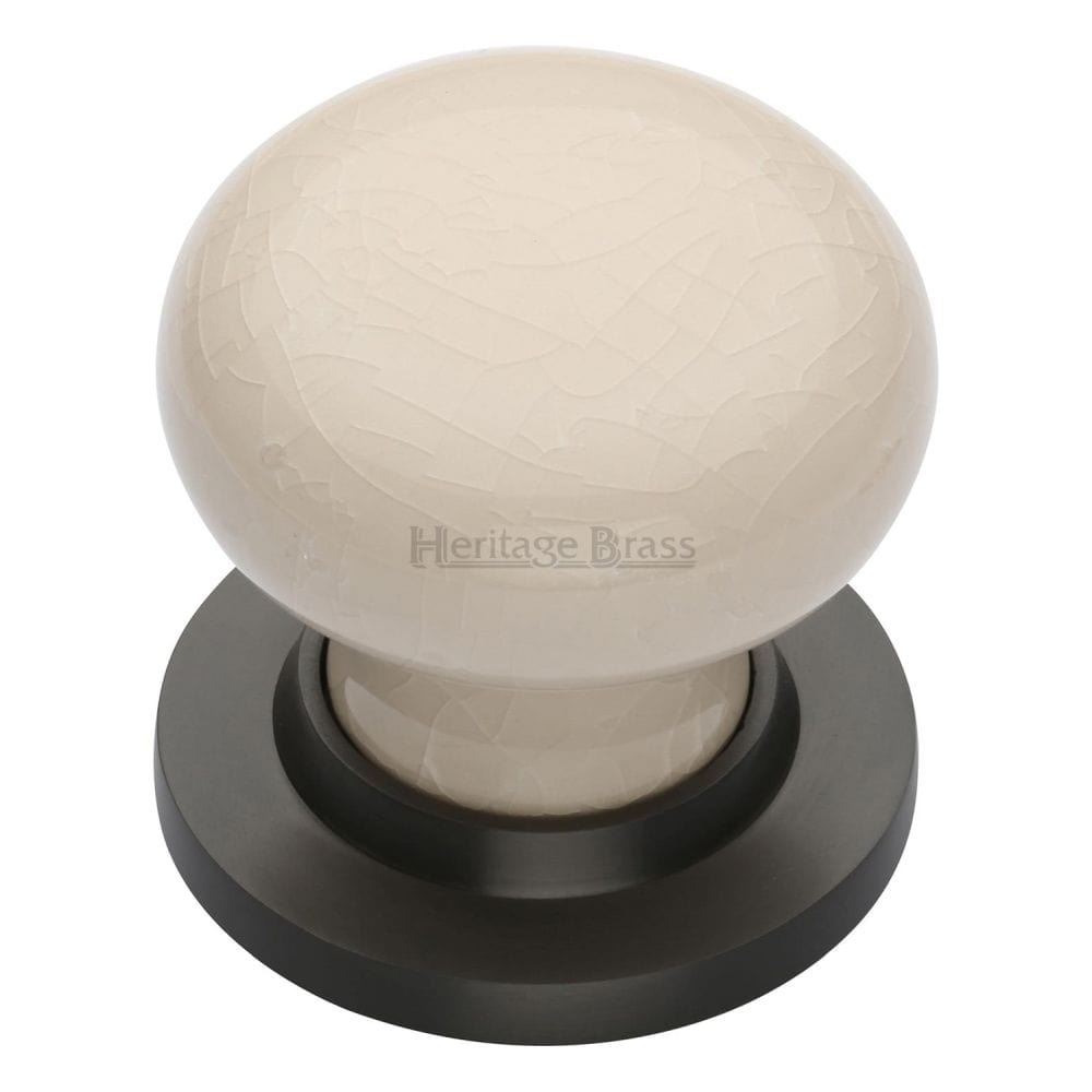 Heritage Brass Door Furniture Matt Bronze / Mortice Knobs Heritage Brass - Cream Crackle Knob with Matt Bronze base