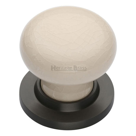 Heritage Brass Door Furniture Matt Bronze / Mortice Knobs Heritage Brass - Cream Crackle Knob with Matt Bronze base