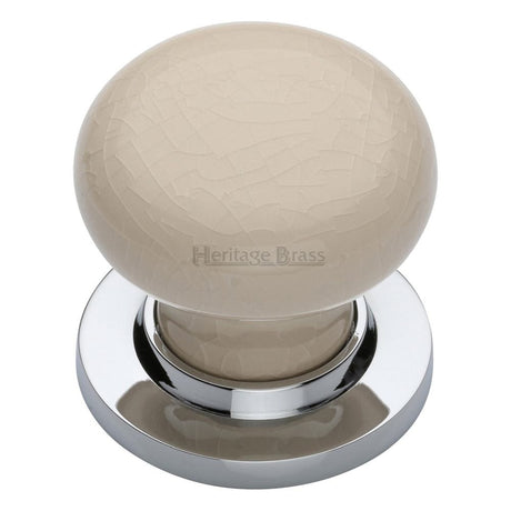 Heritage Brass Door Furniture Polished Chrome / Mortice Knobs Heritage Brass - Cream Crackle Knob with Polished Chrome base