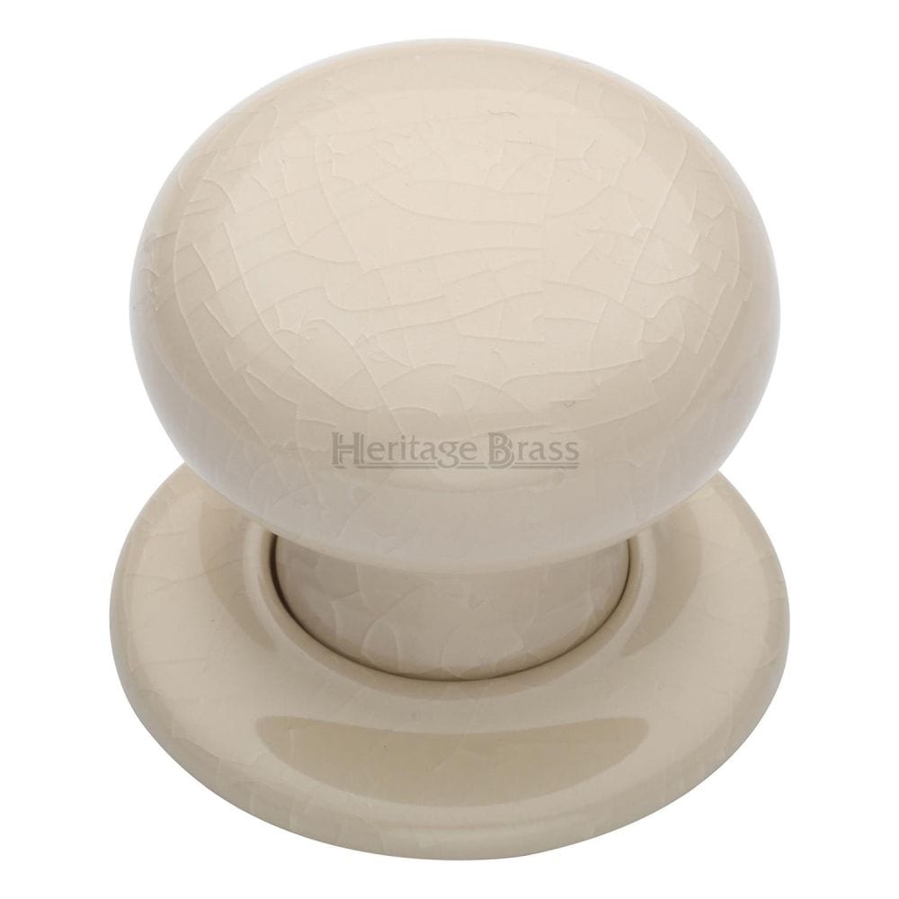 Heritage Brass Door Furniture Porcelain / Mortice Knobs Heritage Brass - Cream Crackle Knob with Porcelain base