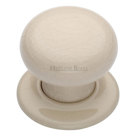 Heritage Brass Door Furniture Porcelain / Mortice Knobs Heritage Brass - Cream Crackle Knob with Porcelain base