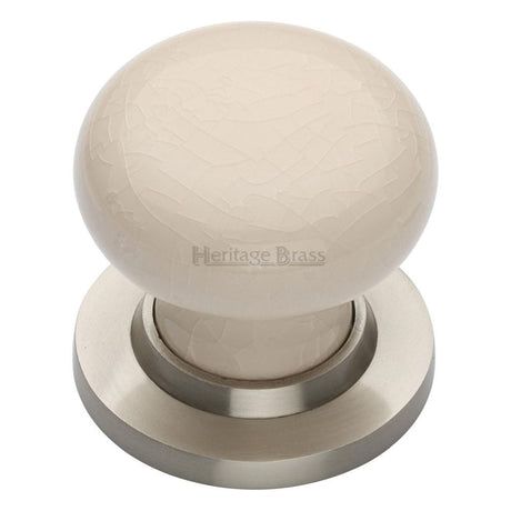 Heritage Brass Door Furniture Satin Nickel / Mortice Knobs Heritage Brass - Cream Crackle Knob with Satin Nickel base