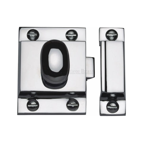 Heritage Brass Cabinet Hardware Polished Chrome / Cabinet Turn Catch Heritage Brass - Cupboard Latch with Oval Turn Polished Chrome Finish