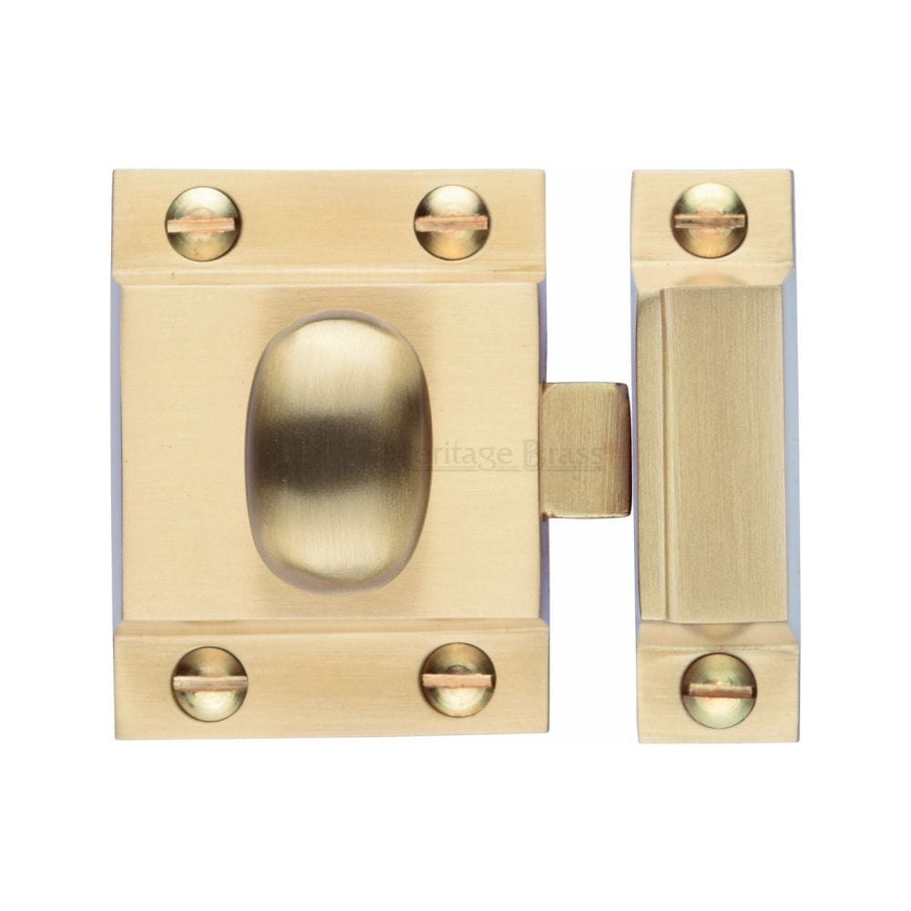 Heritage Brass Cabinet Hardware Satin Brass / Cabinet Turn Catch Heritage Brass - Cupboard Latch with Oval Turn Satin Brass Finish
