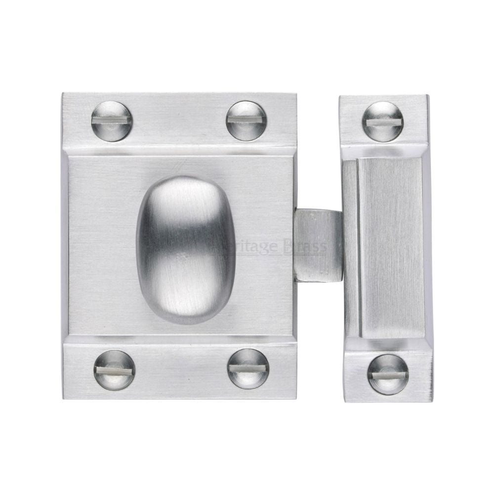 Heritage Brass Cabinet Hardware Satin Chrome / Cabinet Turn Catch Heritage Brass - Cupboard Latch with Oval Turn Satin Chrome Finish