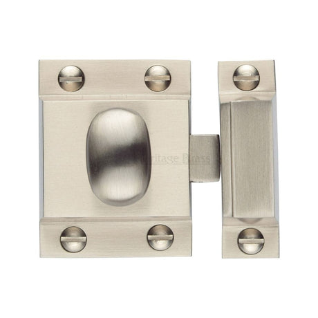 Heritage Brass Cabinet Hardware Satin Nickel / Cabinet Turn Catch Heritage Brass - Cupboard Latch with Oval Turn Satin Nickel Finish
