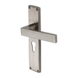Heritage Brass Door Furniture Satin Nickel / Euro Profile Lock Handles Heritage Brass - Delta Hammered Euro Profile Door Handle on 200mm Plate Satin Nickel finish