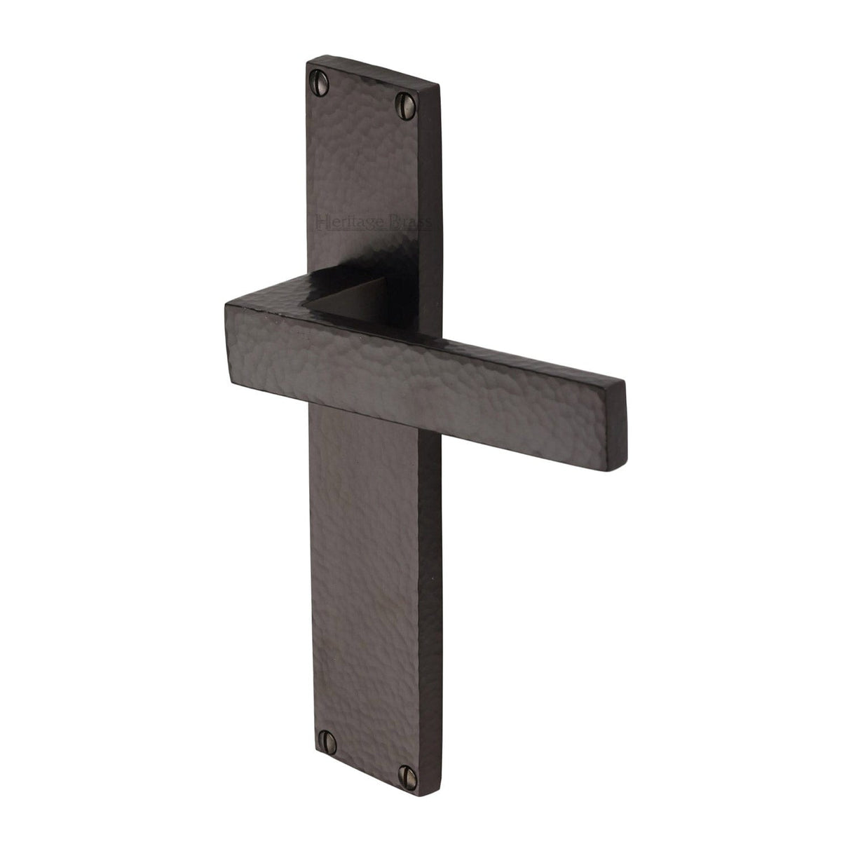 Heritage Brass Door Furniture Matt Bronze / Latch Handles Heritage Brass - Delta Hammered Lever Latch Door Handle on 200mm Plate Matt Bronze finish