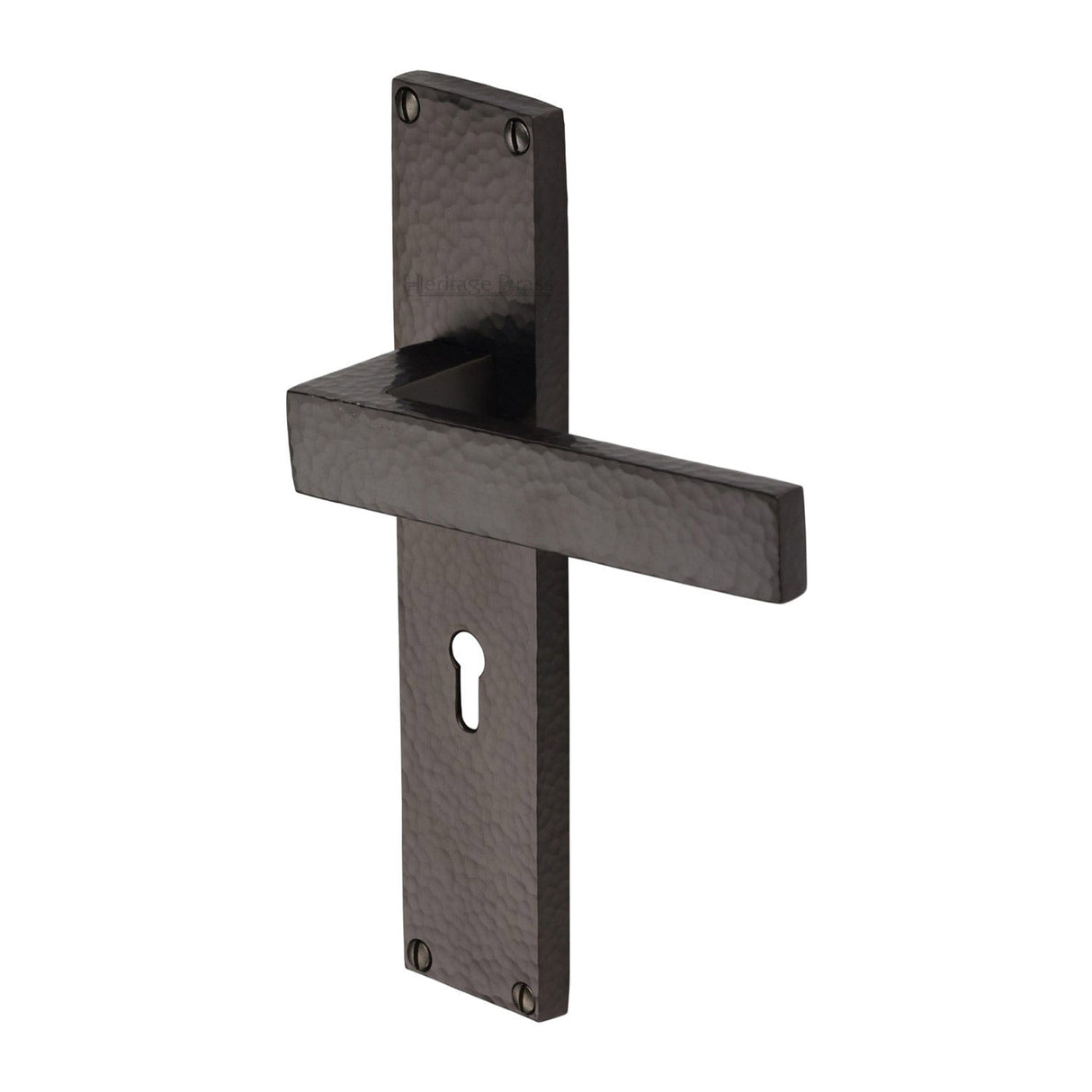 Heritage Brass Door Furniture Matt Bronze / Std. Lock Handles Heritage Brass - Delta Hammered Lever Lock Door Handle on 200mm Plate Matt Bronze finish
