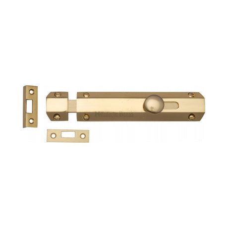 Heritage Brass Accessories Polished Brass / Straight Surface Bolts / 150mm / 6" Heritage Brass - Door Bolt Flat 6" Polished Brass Finish