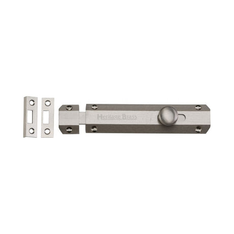 Heritage Brass Accessories Satin Nickel / Straight Surface Bolts / 150mm / 6" Heritage Brass - Door Bolt Flat 6" Satin Nickel Finish