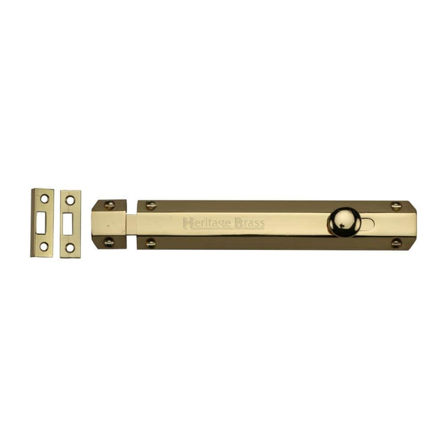 Heritage Brass Accessories Polished Brass / Straight Surface Bolts / 200mm / 8" Heritage Brass - Door Bolt Flat 8" Polished Brass Finish