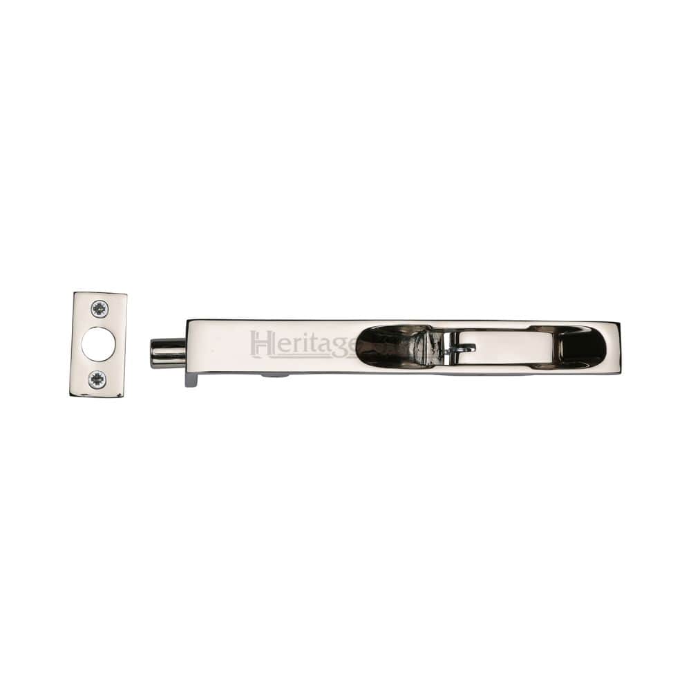 Heritage Brass Accessories Polished Nickel / Flush Bolts / 250mm / 10" Heritage Brass - Door Bolt Flush Fitting 10" x .3/4" Polished Nickel Finish
