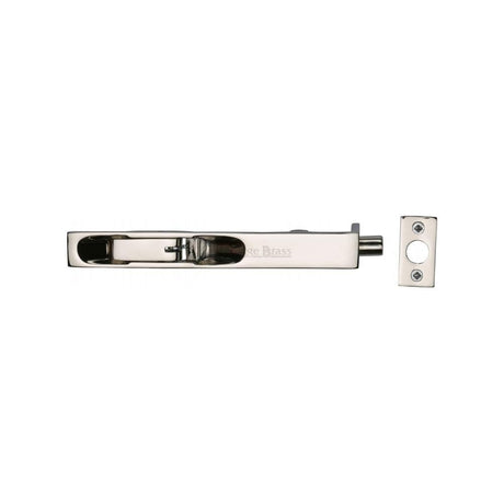 Heritage Brass Accessories Polished Nickel / Flush Bolts / 150mm / 6" Heritage Brass - Door Bolt Flush Fitting 6" x .3/4" Polished Nickel Finish