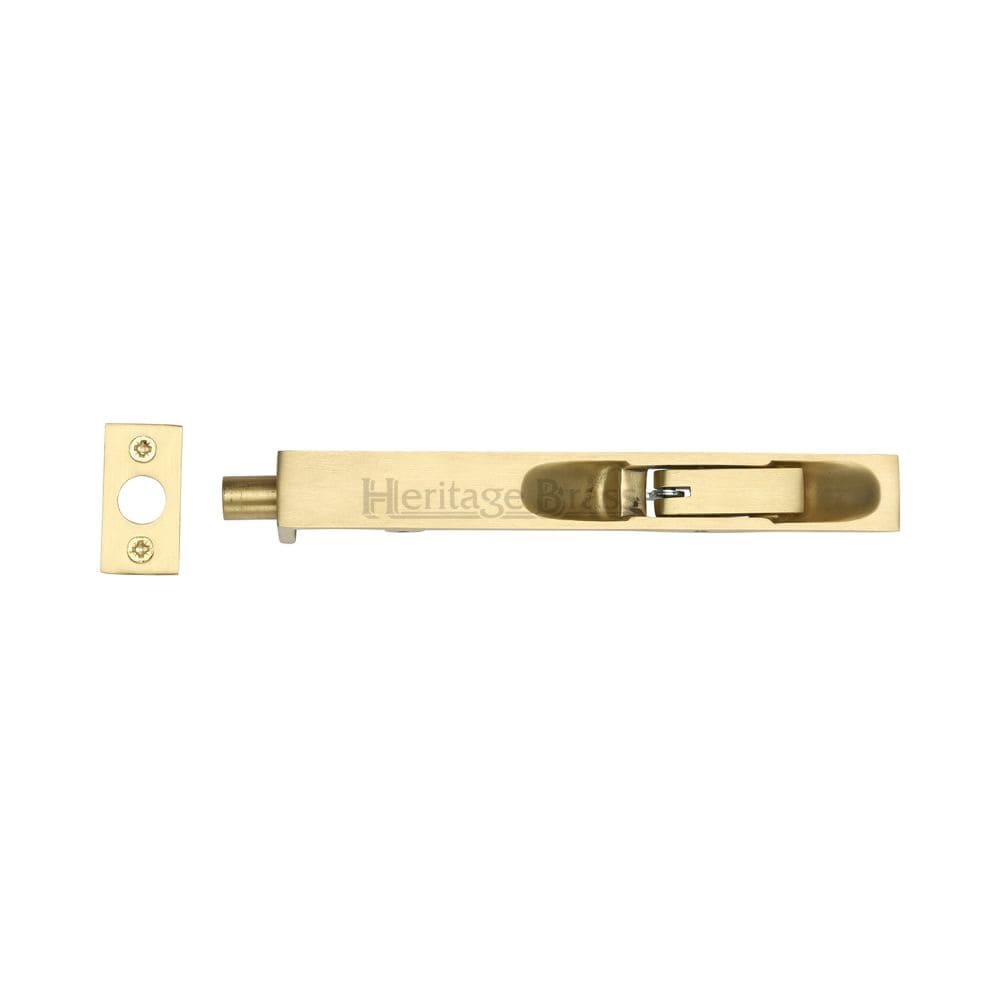 Heritage Brass Accessories Satin Brass / Flush Bolts / 200mm / 8" Heritage Brass - Door Bolt Flush Fitting 8" x .3/4" Satin Brass Finish
