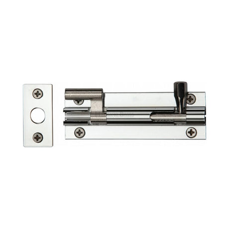 Heritage Brass Accessories Polished Chrome / Cranked Surface Bolts / 100mm / 4" Heritage Brass - Door Bolt Necked 4" x 1.25" Polished Chrome Finish