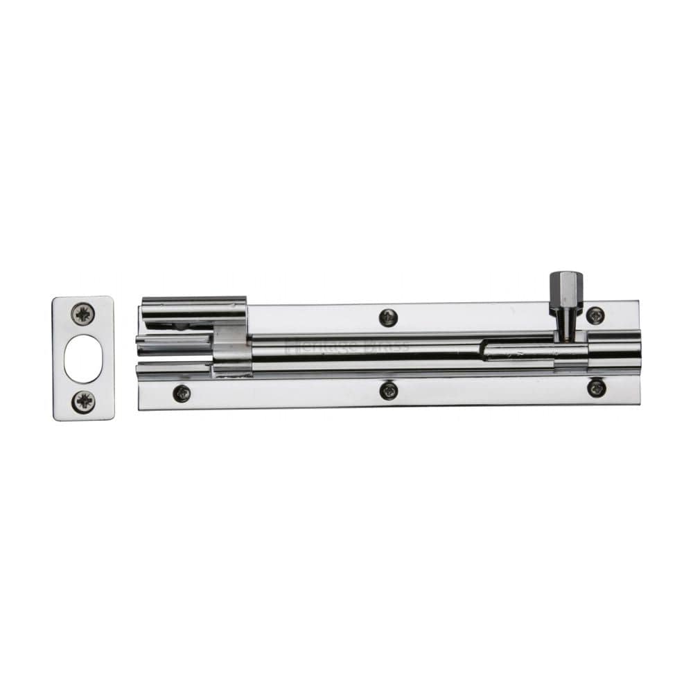 Heritage Brass Accessories Polished Chrome / Cranked Surface Bolts / 150mm / 6" Heritage Brass - Door Bolt Necked 6" x 1.25" Polished Chrome Finish