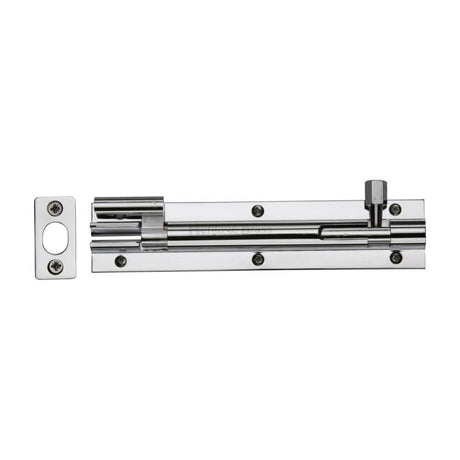 Heritage Brass Accessories Polished Chrome / Cranked Surface Bolts / 150mm / 6" Heritage Brass - Door Bolt Necked 6" x 1.25" Polished Chrome Finish