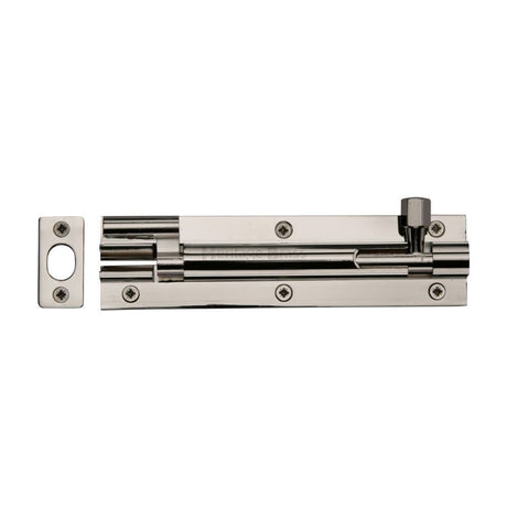 Heritage Brass Accessories Polished Nickel / Cranked Surface Bolts / 150mm / 6" Heritage Brass - Door Bolt Necked 6" x 1.25" Polished Nickel Finish