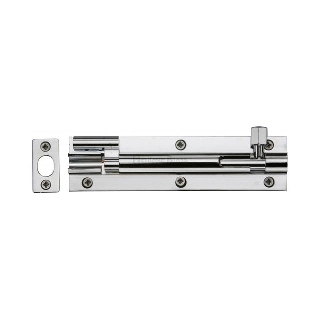Heritage Brass Accessories Polished Chrome / Cranked Surface Bolts / 150mm / 6" Heritage Brass - Door Bolt Necked 6" x 1.5" Polished Chrome Finish
