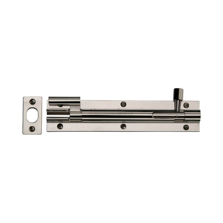 Heritage Brass Accessories Polished Nickel / Cranked Surface Bolts / 150mm / 6" Heritage Brass - Door Bolt Necked 6" x 1.5" Polished Nickel Finish