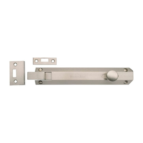 Heritage Brass Accessories Satin Nickel / Cranked Surface Bolts / 200mm / 8" Heritage Brass - Door Bolt Necked Flat 8" Satin Nickel Finish