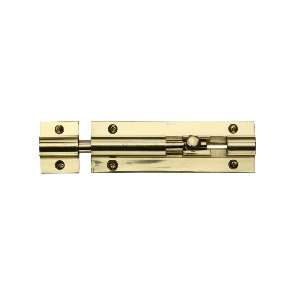 Heritage Brass Accessories Polished Brass / Straight Surface Bolts / 100mm / 4" Heritage Brass - Door Bolt Straight 4" x 1.25" Polished Brass Finish