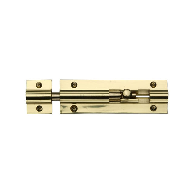 Heritage Brass Accessories Polished Brass / Straight Surface Bolts / 100mm / 4" Heritage Brass - Door Bolt Straight 4" x 1.25" Polished Brass Finish