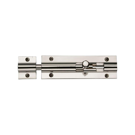Heritage Brass Accessories Polished Nickel / Straight Surface Bolts / 100mm / 4" Heritage Brass - Door Bolt Straight 4" x 1.25" Polished Nickel Finish