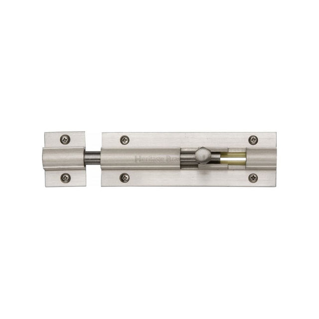 Heritage Brass Accessories Satin Nickel / Straight Surface Bolts / 100mm / 4" Heritage Brass - Door Bolt Straight 4" x 1.25" Satin Nickel Finish