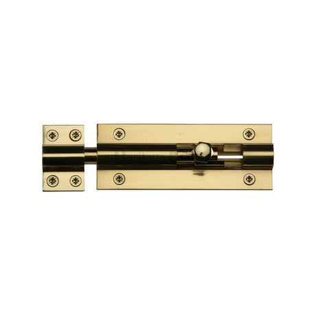 Heritage Brass Accessories Polished Brass / Straight Surface Bolts / 100mm / 4" Heritage Brass - Door Bolt Straight 4" x 1.5" Polished Brass Finish
