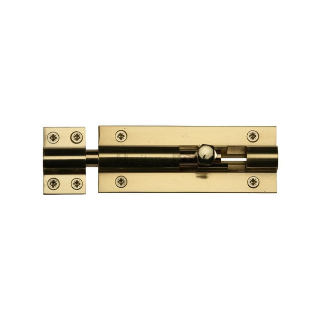 Heritage Brass Accessories Polished Brass / Straight Surface Bolts / 100mm / 4" Heritage Brass - Door Bolt Straight 4" x 1.5" Polished Brass Finish