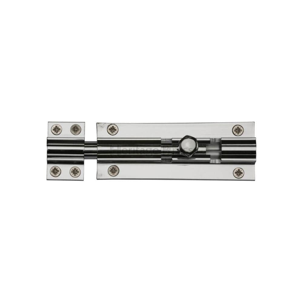 Heritage Brass Accessories Polished Chrome / Straight Surface Bolts / 100mm / 4" Heritage Brass - Door Bolt Straight 4" x 1.5" Polished Chrome Finish