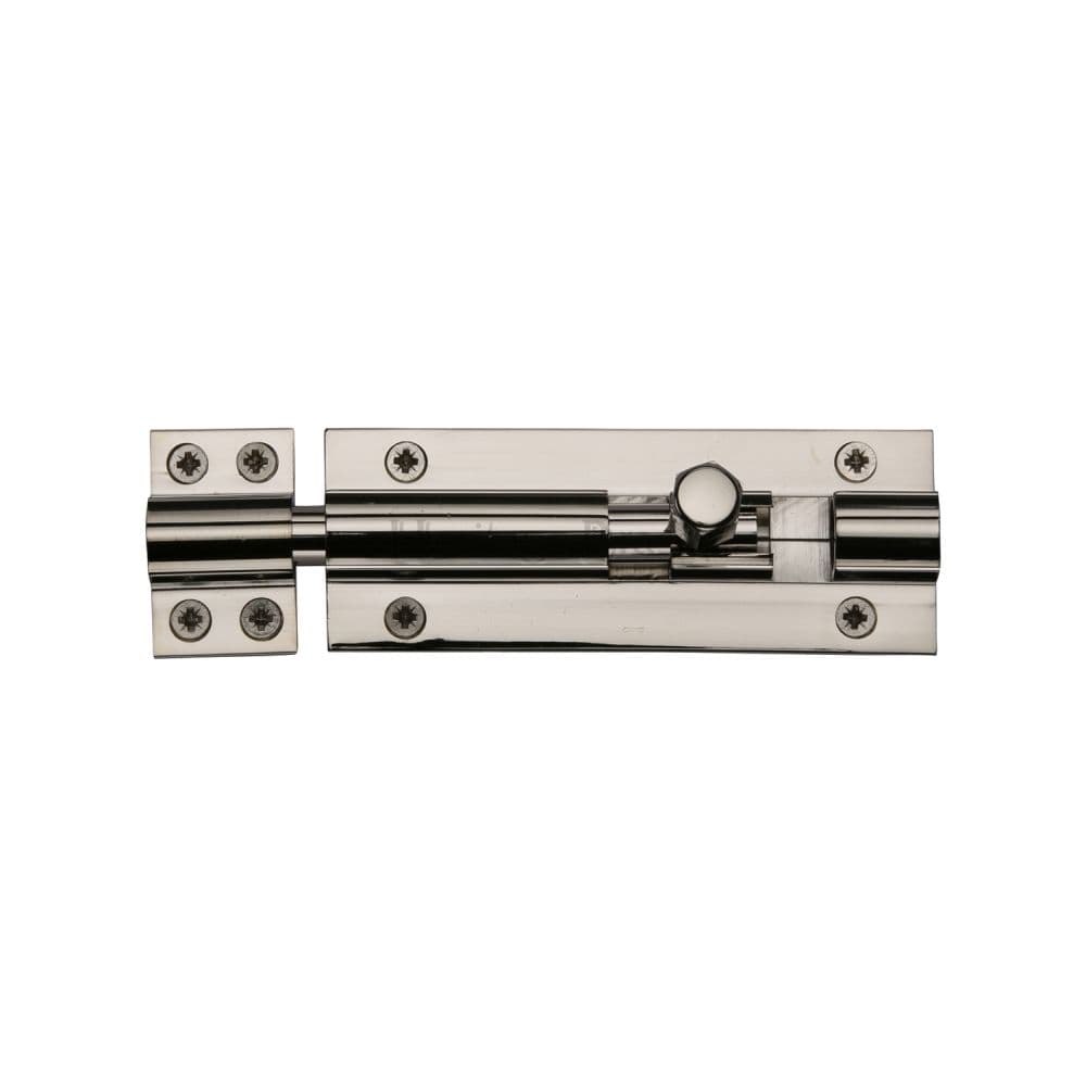Heritage Brass Accessories Polished Nickel / Straight Surface Bolts / 100mm / 4" Heritage Brass - Door Bolt Straight 4" x 1.5" Polished Nickel Finish