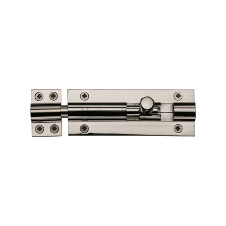 Heritage Brass Accessories Polished Nickel / Straight Surface Bolts / 100mm / 4" Heritage Brass - Door Bolt Straight 4" x 1.5" Polished Nickel Finish