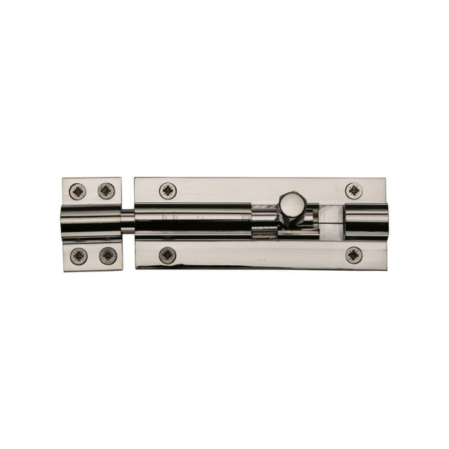 Heritage Brass Accessories Polished Nickel / Straight Surface Bolts / 100mm / 4" Heritage Brass - Door Bolt Straight 4" x 1.5" Polished Nickel Finish