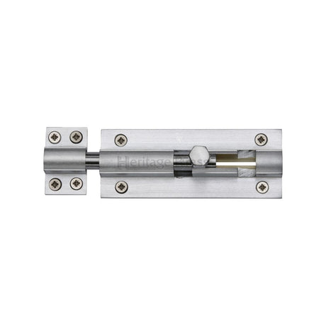 Heritage Brass Accessories Satin Chrome / Straight Surface Bolts / 100mm / 4" Heritage Brass - Door Bolt Straight 4" x 1.5" Satin Chrome Finish