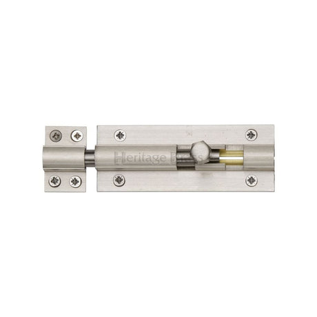 Heritage Brass Accessories Satin Nickel / Straight Surface Bolts / 100mm / 4" Heritage Brass - Door Bolt Straight 4" x 1.5" Satin Nickel Finish