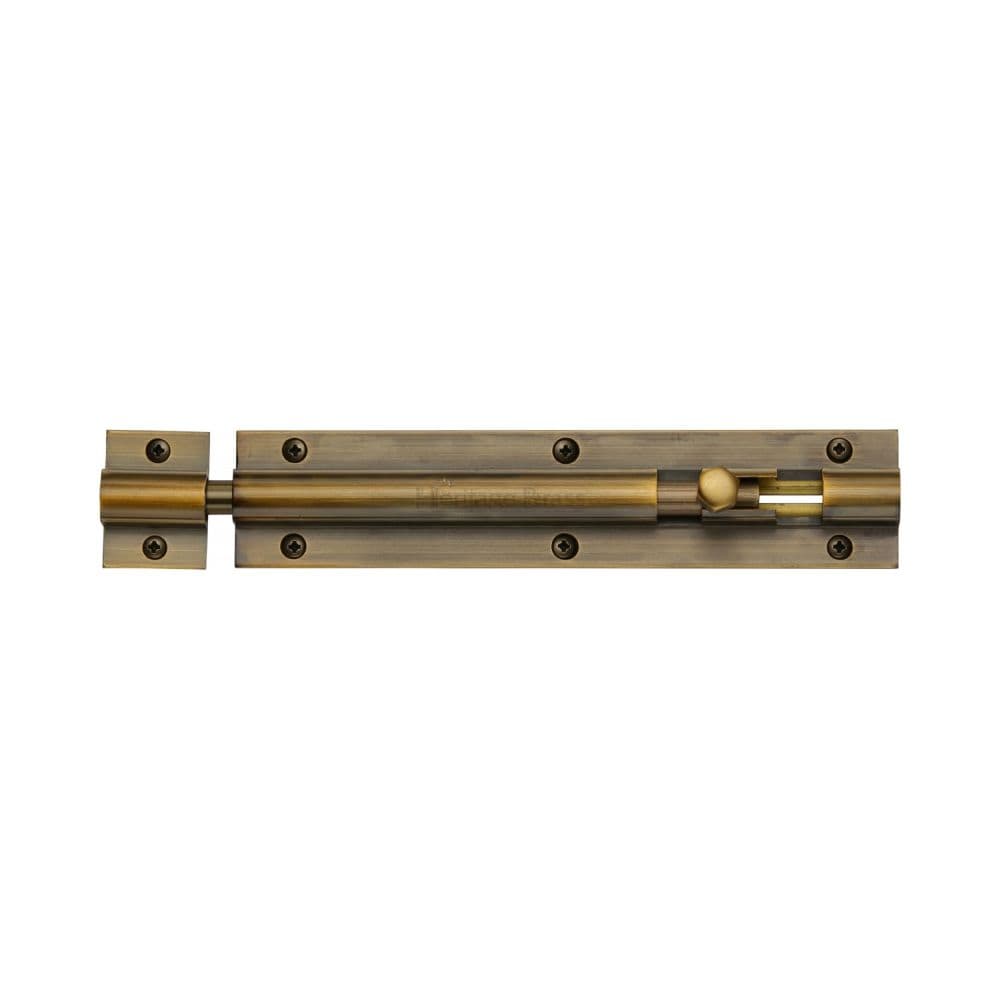 Heritage Brass Accessories Antique Brass / Straight Surface Bolts / 150mm / 6" Heritage Brass - Door Bolt Straight 6" x 1.25" Antique Brass Finish