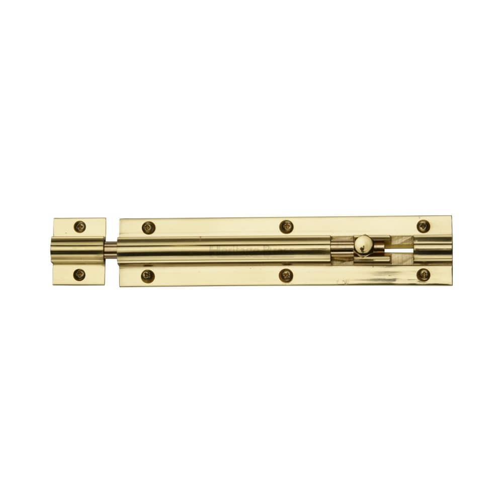 Heritage Brass Accessories Polished Brass / Straight Surface Bolts / 150mm / 6" Heritage Brass - Door Bolt Straight 6" x 1.25" Polished Brass Finish