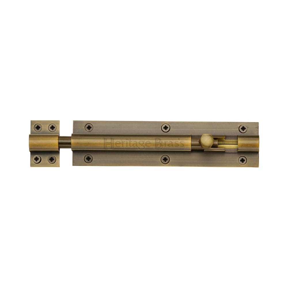 Heritage Brass Accessories Antique Brass / Straight Surface Bolts / 150mm / 6" Heritage Brass - Door Bolt Straight 6" x 1.5" Antique Brass Finish
