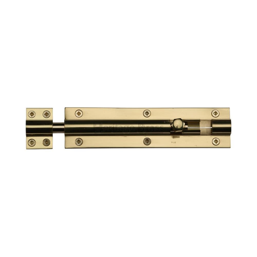 Heritage Brass Accessories Polished Brass / Straight Surface Bolts / 150mm / 6" Heritage Brass - Door Bolt Straight 6" x 1.5" Polished Brass Finish