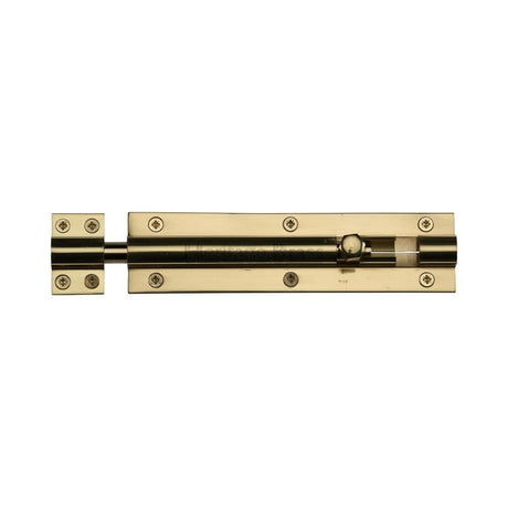 Heritage Brass Accessories Polished Brass / Straight Surface Bolts / 150mm / 6" Heritage Brass - Door Bolt Straight 6" x 1.5" Polished Brass Finish