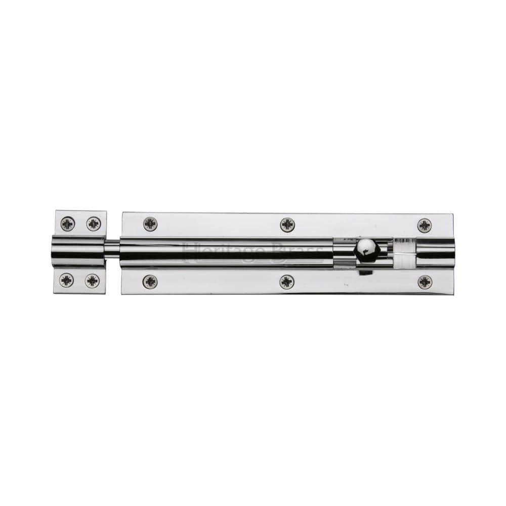 Heritage Brass Accessories Polished Chrome / Straight Surface Bolts / 150mm / 6" Heritage Brass - Door Bolt Straight 6" x 1.5" Polished Chrome Finish