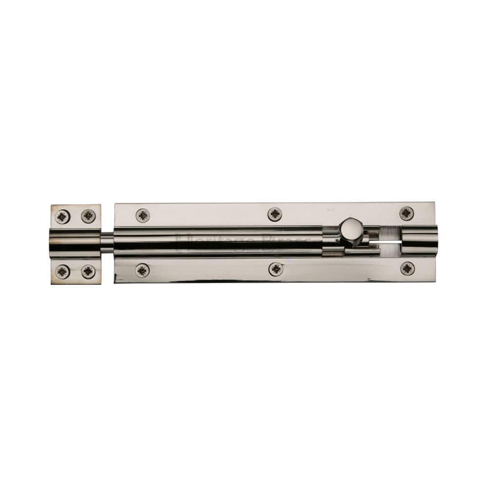 Heritage Brass Accessories Polished Nickel / Straight Surface Bolts / 150mm / 6" Heritage Brass - Door Bolt Straight 6" x 1.5" Polished Nickel Finish