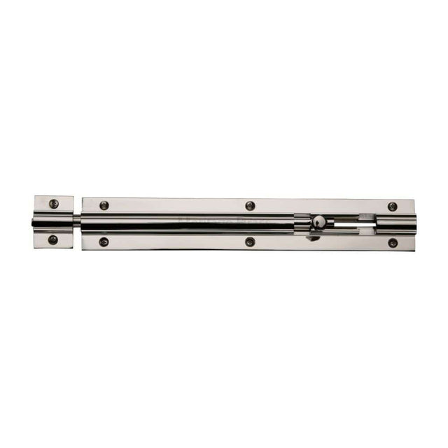 Heritage Brass Accessories Polished Nickel / Straight Surface Bolts / 200mm / 8" Heritage Brass - Door Bolt Straight 8" x 1.25" Polished Nickel Finish
